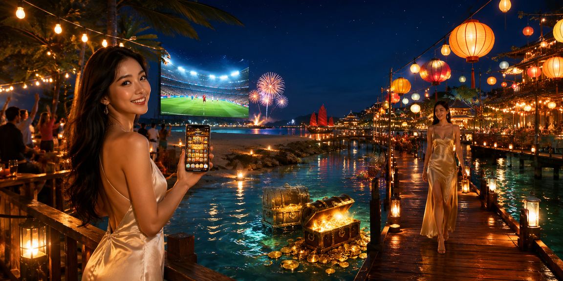 Người dùng tại Phú Quốc trải nghiệm trò chơi casino trên điện thoại di động về đêm